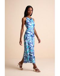 Lulus - Valdria Abstract Cowl Halter Midi Dress - Lyst