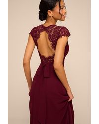 Lulus - Momentous Moments Plum Lace Backless Maxi Dress - Lyst