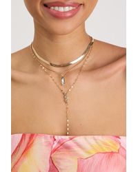 Lulus - Malana Rhinestone Layered Lariat Necklace - Lyst