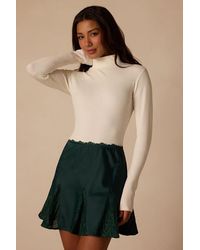 Lulus - Margot Hunter Lace Satin Mini Skirt - Lyst