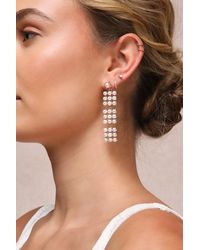 Lulus - Exceptional Poise Pearl Statement Drop Earrings - Lyst