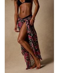 Lulus - Levette Leaf Print Sarong Swim Cover-Up - Lyst