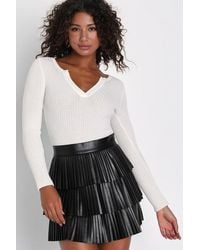 Lulus - Bold Charm Vegan Leather Pleated Tiered Mini Skirt - Lyst