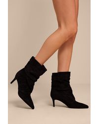 Lulus - Randy Suede Ruched Ankle Booties - Lyst