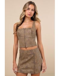 Lulus - Coveted Floral Vegan Leather Mini Skirt - Lyst