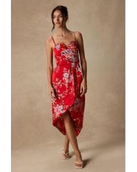 Lulus - My Favorite Day Floral Print Tulip Skirt Midi Dress - Lyst