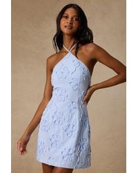 Lulus - Marlina Striped Floral Halter Mini Dress - Lyst