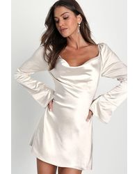 Lulus - Sensational Fate Satin Cowl Neck Mini Dress - Lyst