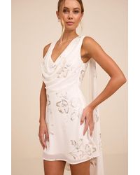 Lulus - Sidonia And Floral Cowl Sash Mini Dress - Lyst