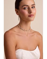 Lulus - Haleema Pearl Rhinestone Necklace And Earring Set - Lyst