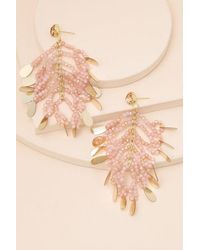 Lulus - Hessa Blush Beaded Statement Earrings - Lyst