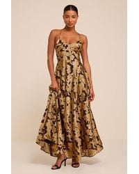 Lulus - Starlet Burnout Lace-Up Maxi Dress - Lyst