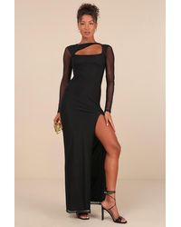 Lulus - Remarkable Attitude Mesh Asymmetrical Cutout Maxi Dress - Lyst