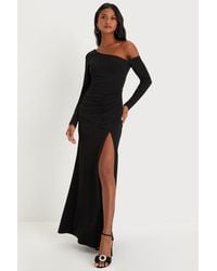 Lulus - Elegant Sensation Asymmetrical Pleated Maxi Dress - Lyst