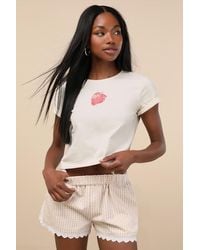Lulus - Marija Gingham Scalloped Shorts - Lyst