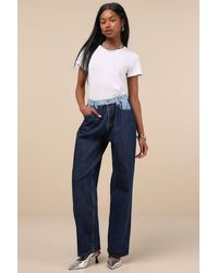 Steve Madden - Emeric Dark Wash Multi High-Rise Wide-Leg Jeans - Lyst