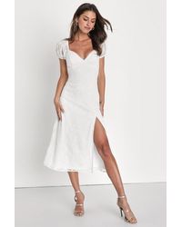 Lulus - Blossoming With Charm Embroidered Tie-Back Midi Dress - Lyst