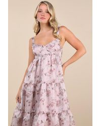 Lulus - Marvelously Darling Floral Tiered Backless Midi Dress - Lyst