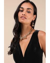 Lulus - Statement Babe Necklace And Earrings Set - Lyst