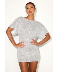 Lulus - Aravalli Sequin Cowl Back Short Sleeve Mini Dress - Lyst