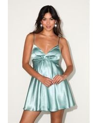 Lulus - Happily Yours Satin Skater Mini Dress - Lyst
