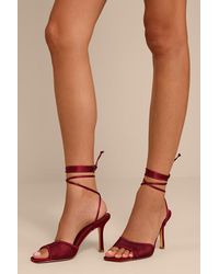 Lulus - Harlan Mesh Lace-Up High Heel Sandals - Lyst
