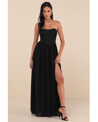Lulus - Luxe Favorite Strapless Ruched Maxi Dress - Lyst