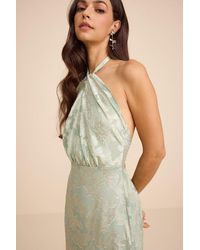 Lulus - Indra Sage Floral Burnout Backless Maxi Dress - Lyst