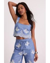 Lulus - Havana Embroidered Cropped Tank Top - Lyst