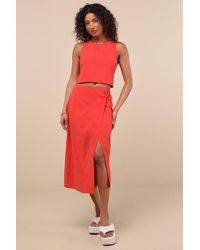 Lulus - Aubin Column Wrap Midi Skirt - Lyst