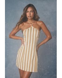 Lulus - Madelia Striped Halter Mini Dress - Lyst