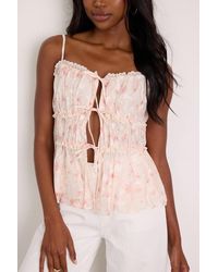 Lulus - Mariasole Floral Lace Tie-Front Cami Top - Lyst