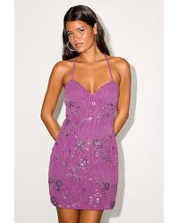 Lulus - Alisia Sequin Beaded Lace-Up Mini Dress - Lyst