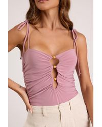 Lulus - Zaynah Tie-Strap Cutout Bodysuit - Lyst