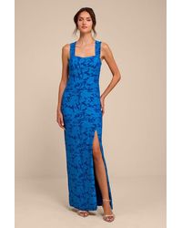 Lulus - Danette Floral Jacquard Cutout Maxi Dress - Lyst