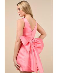 Lulus - Charming Celebration Taffeta Bow Mini Dress - Lyst