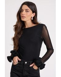 Lulus - Vassana Mesh Cowl Back Long Sleeve Top - Lyst