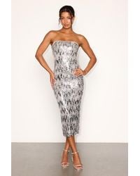 Lulus - Carlette Floral Sequin Strapless Midi Dress - Lyst