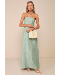 Lulus - Radiant Season Plisse Cutout Strapless Maxi Dress - Lyst