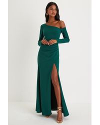 Lulus - Elegant Sensation Asymmetrical Pleated Maxi Dress - Lyst