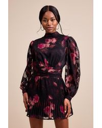 Lulus - Ayveen Floral Burnout Balloon Sleeve Mini Dress - Lyst