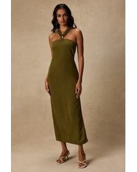 Lulus - Calessia Linen Halter Neck Midi Dress - Lyst