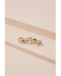 Lulus - Simply Marvelous Rhinestone Huggie Hoop Earrings - Lyst