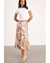 Lulus - Bliss Me Multi Floral Print Midi Skirt - Lyst