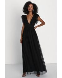 Lulus - Simply Delighted Mesh Ruffled Backless Maxi Dress - Lyst