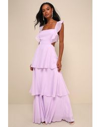 Lulus - Elegant Event Ruffled Tie-Back Tiered Maxi Dress - Lyst