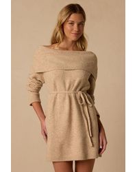 Lulus - Santi Off-The-Shoulder Mini Sweater Dress - Lyst