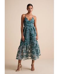 Lulus Feeling Like Forever Rose Jacquard Organza Lace-Up Midi Dress in Pink | Lyst Lulus Feeling Like Forever Rose Jacquard Organza Lace-Up Midi Dress in Pink | Lyst
