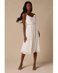 Lulus - Never A Dull Moment Tie-Strap Pleated Midi Dress - Lyst