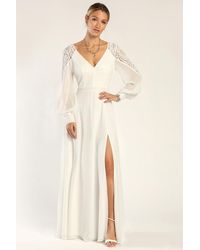 Lulus - Astra Lace Long Sleeve Backless Maxi Dress - Lyst